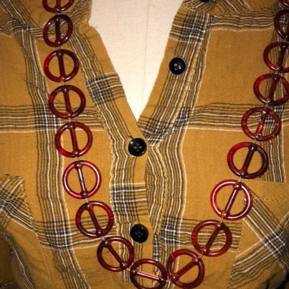 Upcycled mustard yellow plaid crop top - Picture 2 of 4